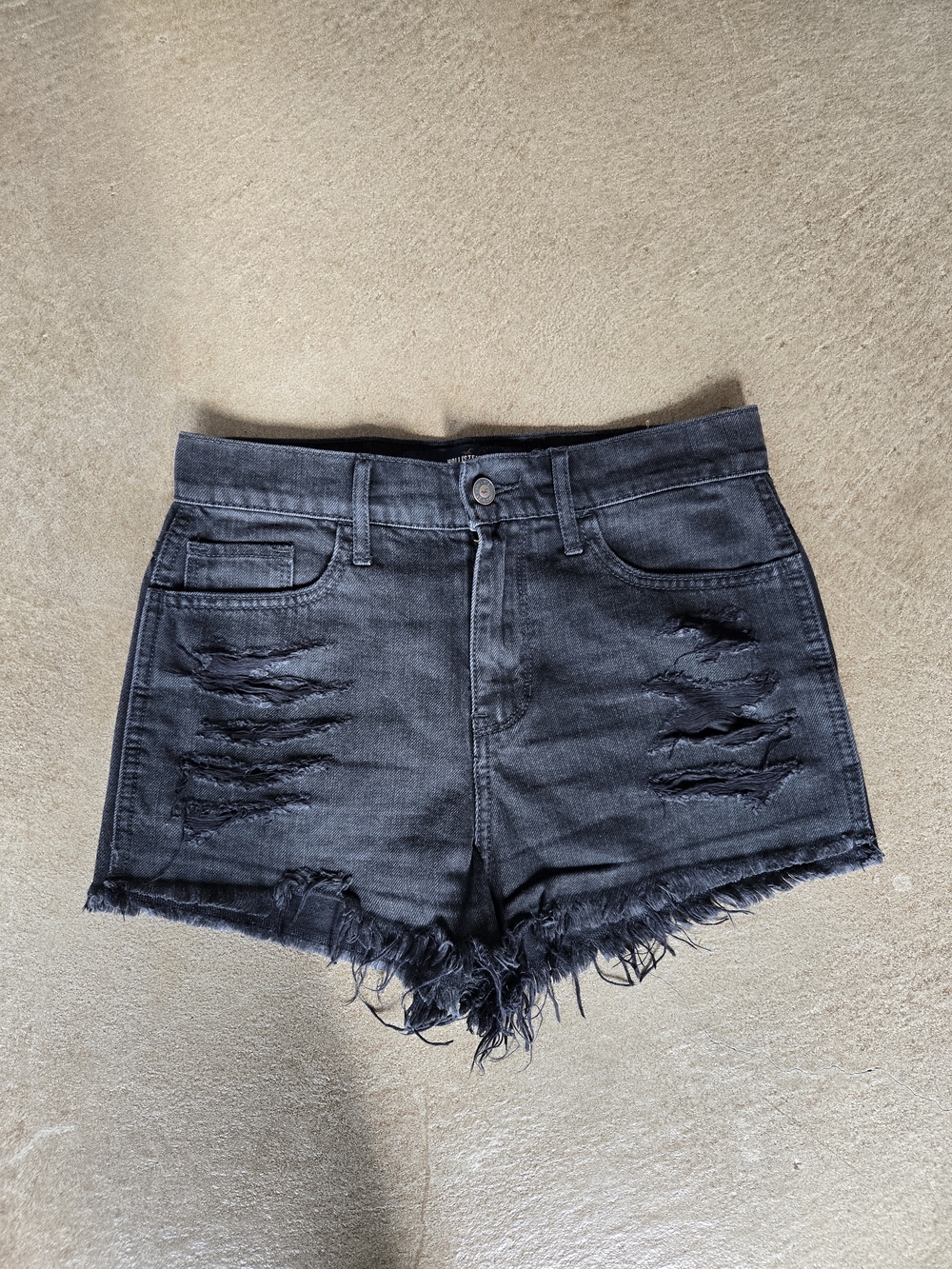 Hollister Black Distressed Jean Shorts